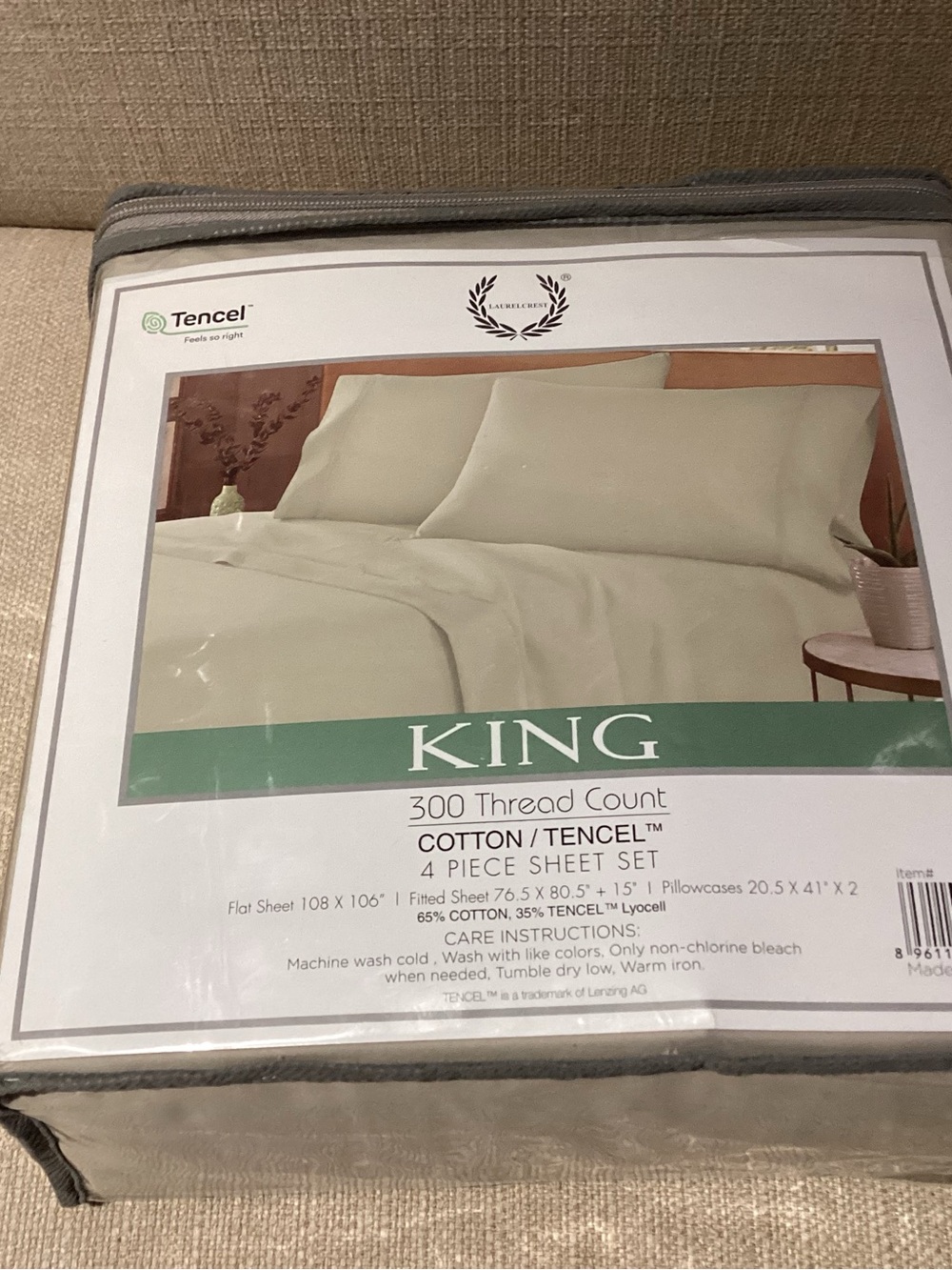 Laurel Crest King 4pc Sheet Set 300TC Cotton Tencel Lyocell Tan New
